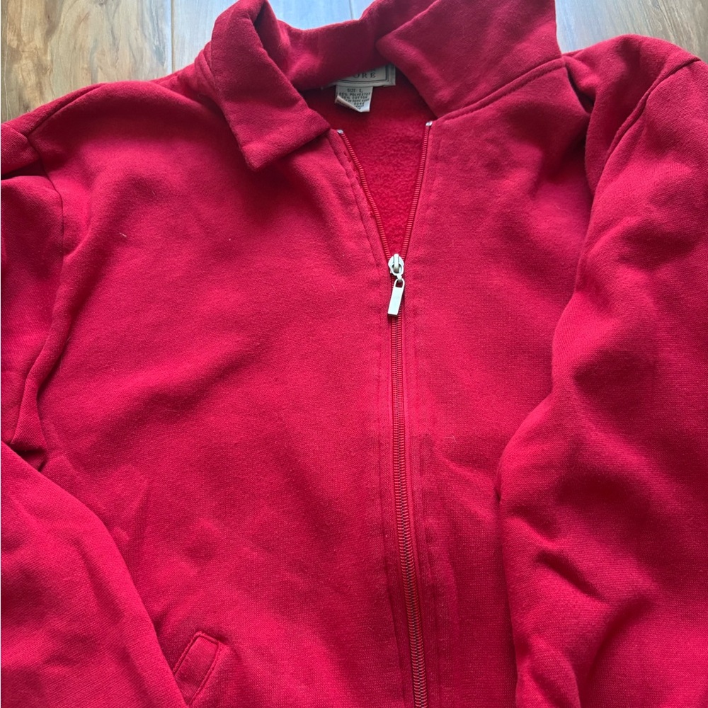 Jennifer Moore Bright Red Zip-Up Fleece